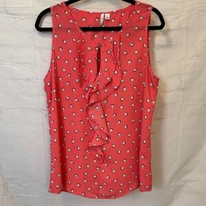 ELLE Coral Polka Dot Women’s Large Sleeveless Blouse
